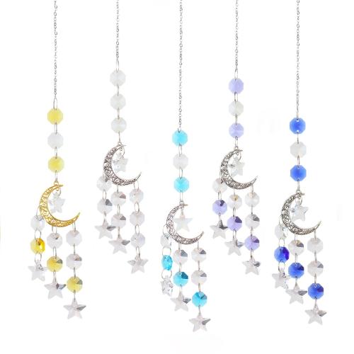 Wind Chimes Outdoor and Home Decoration  Zinc Alloy with Crystal Moon silver color plated for home and office nickel lead & cadmium free Sold By PC