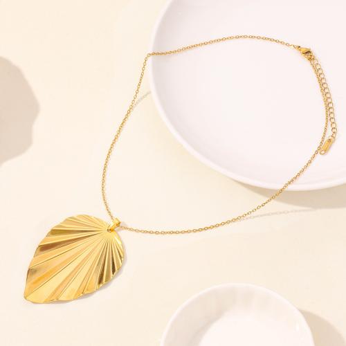 Stainless Steel Jewelry Necklace 304 Stainless Steel with 5cm extender chain Leaf Vacuum Ion Plating fashion jewelry & for woman Length Approx 40 cm Sold By PC