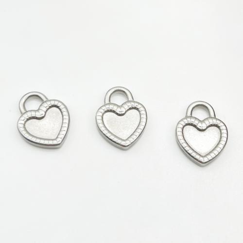 Roestvrijstaal Hart Hangers, 304 roestvrij staal, silver plated, DIY, 14x19mm, Verkocht door PC