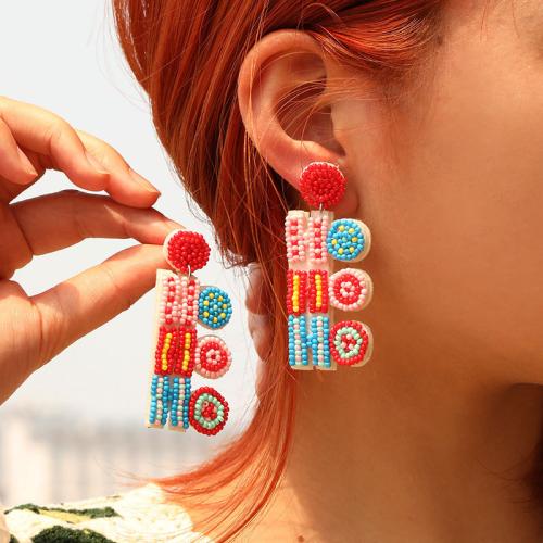 Earring Jewelry Cloth with Seedbead fashion jewelry multi-colored Sold By Pair