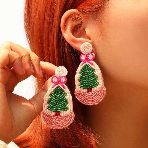 Earring Jewelry Felt with Glass & Copper Coated Plastic fashion jewelry green Sold By Pair