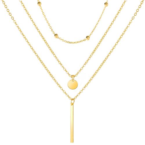 Brass Necklace plated three layers & fashion jewelry & for woman gold nickel lead & cadmium free Length Approx 21-50 cm Sold By PC