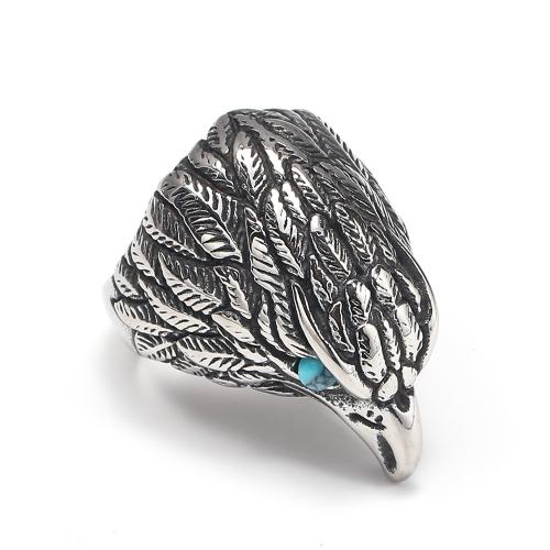 Titanium Steel Finger Ring with Gemstone Eagle fashion jewelry & for man Sold By PC