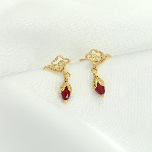 Brass Stud Earring with Lampwork 18K gold plated fashion jewelry & for woman Sold By Pair