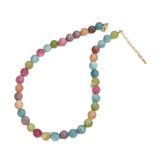 Collier bijoux de pierre gemme, Pierre naturelle, avec laiton, avec 5cm chaînes de rallonge, fait à la main, bijoux de mode & pour femme, multicolore, Longueur Environ 41 cm, Vendu par PC