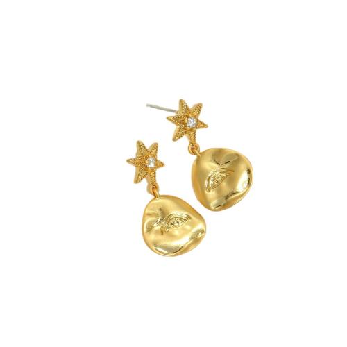 Brass Stud Earring 18K gold plated fashion jewelry & for woman & with rhinestone Sold By Pair