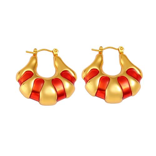 Acier inoxydable Levier Retour Earring, Acier inoxydable 304, Placage, pour femme & émail, doré, Vendu par paire