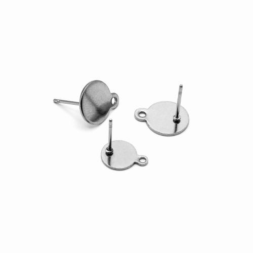 Titanium Steel Earring Stud Component DIY original color Sold By Lot