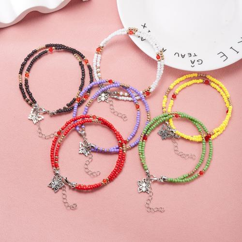 Seedbead Anklet with Zinc Alloy plated for woman Sold By PC