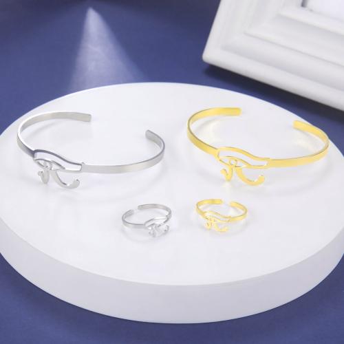 Nerūdijančio plieno papuošalai Komplektai, bangle & piršto žiedą, 304 Nerūdijantis plienas, unisex & įvairių stilių pasirinkimas, daugiau spalvų pasirinkimas, Pardavė PC