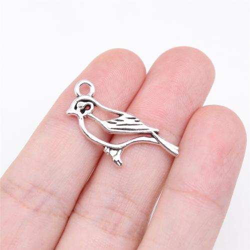 Sinc Alloy Pendants Ainmhithe, Éan, plátáilte, DIY, 27x11mm, Díolta De réir PC