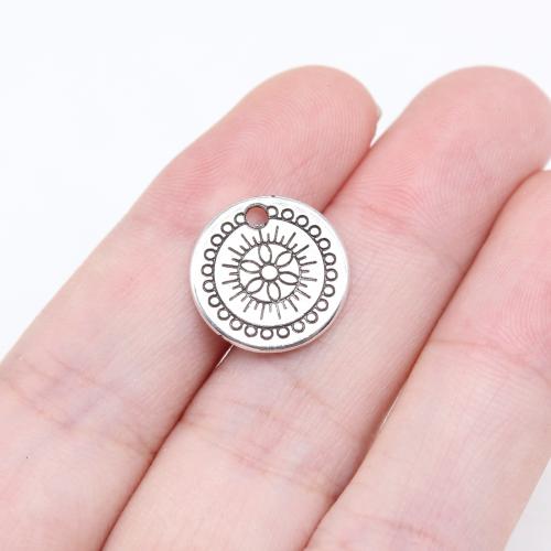 Zinc Alloy Pendants Round antique silver color plated DIY Sold By PC