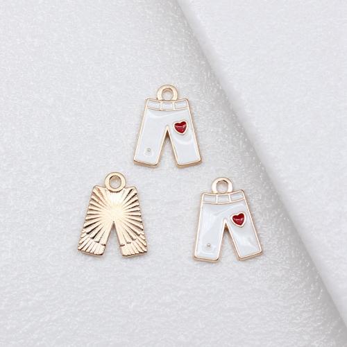 Zink legering emalje vedhæng, Zinc Alloy, Bukser, guldfarve belagt, du kan DIY, 15x12mm, Solgt af PC