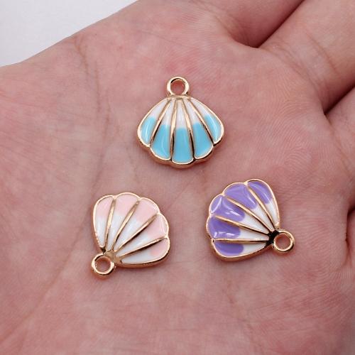 Zinc Alloy émail Pendants, alliage de zinc, coquille, Placage de couleur d'or, DIY, 17x16mm, Vendu par PC