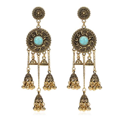 Zinc Alloy Tassel Earring, met turkoois & Acryl, antiek goud plated, Bohemien stijl & verschillende stijlen voor de keuze & voor vrouw, 40x100mm, Verkocht door pair