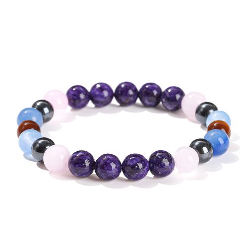 charoite Pulsera, con calcedonia & Hematite, Esférico, hecho a mano, Joyería & unisexo, beads length 8mm, longitud aproximado 6 Inch, Vendido por UD