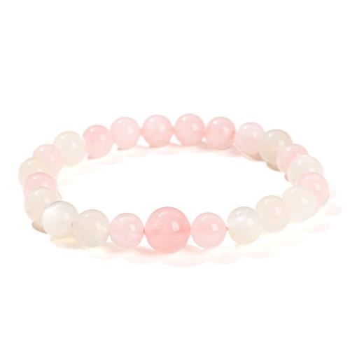 Rose Quartz Βραχιόλι, με Φεγγαρόπετρα, Γύρος, χειροποίητο, κοσμήματα μόδας & για τη γυναίκα, Βαθμός AAAAA, beads length 8mm, Μήκος Περίπου 6 inch, Sold Με PC