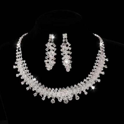 Zinc Alloy Jewelry Sets fashion jewelry & for woman & with rhinestone Length Approx 45 cm Approx 17 cm Sold By Set