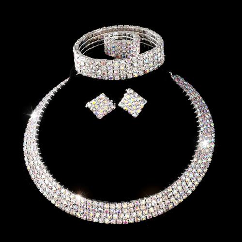 Zinc Alloy Jewelry Sets fashion jewelry & for woman & with rhinestone Length Approx 40 cm Approx 17 cm Sold By Set