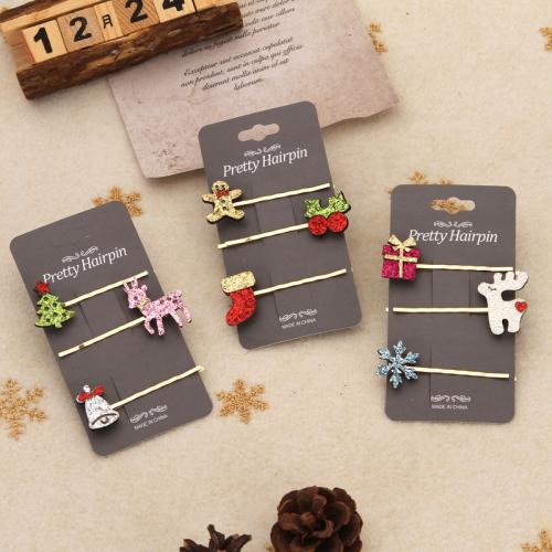 Christmas Hair Clip PU Leather with Zinc Alloy three pieces & for woman Sold By Set