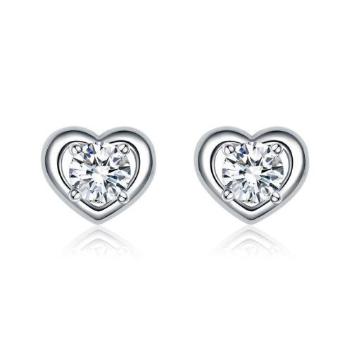 Terningformet Zirkon Micro Pave Messing Øreringe, Heart, mode smykker & Micro Pave cubic zirconia & for kvinde, 7.80x9.60mm, Solgt af par