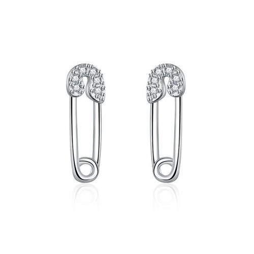 Kubik Zirkonium mikro bana Mässing Örhänge, Kilt Pin, mode smycken & micro bana cubic zirconia & för kvinna, 4.50x14mm, Säljs av Par