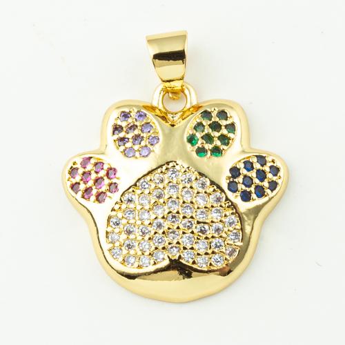 Cubique Pendentif en laiton zircon pavent, bijoux de mode & pavé de micro zircon & pour femme, doré, 23x20mm, Trou:Environ 3mm, 50PC/lot, Vendu par lot