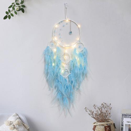 Fashion Dreamcatcher, Eisen, mit Lederband & Feder & Kunststoff, für Zuhause und Büro & verschiedene Stile für Wahl, keine, frei von Nickel, Blei & Kadmium, 180x600mm, verkauft von PC