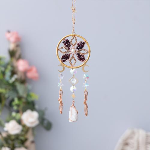 Fashion Dreamcatcher, Eisen, mit Rauchquarz & Messing, handgemacht, für Zuhause und Büro, gemischte Farben, frei von Nickel, Blei & Kadmium, 80x350mm, verkauft von PC