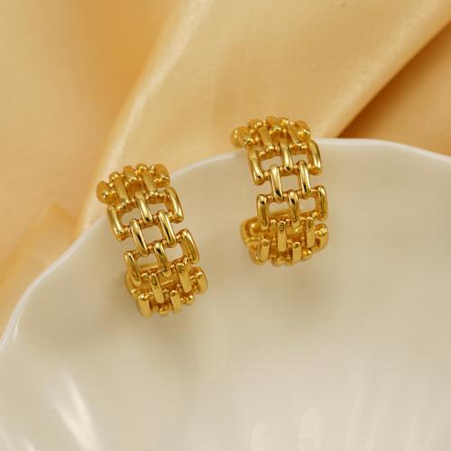 Boucle d'oreille Acier Titane, Placage de couleur d'or, pour femme, Vendu par paire