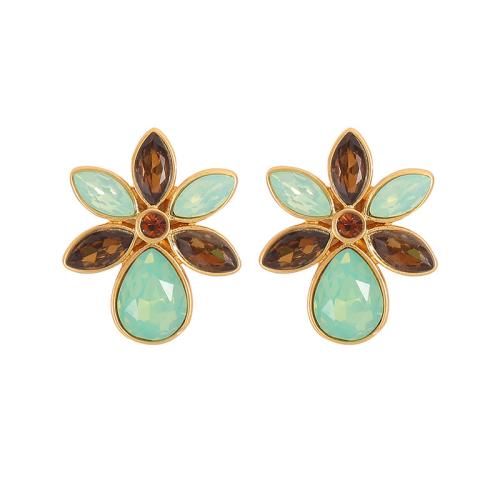 Brass Stud Earring with Lampwork Flower 18K gold plated fashion jewelry & for woman Sold By Pair