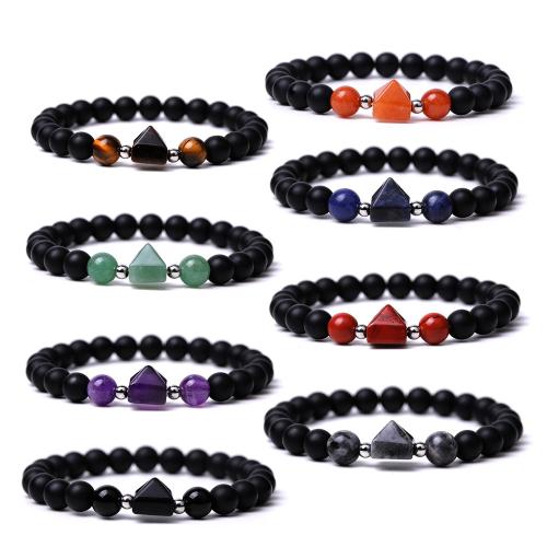 Bráisléid gemstone, Cloch Abrazine, le Leaisteacha Snáithe & Gemstone, lámhdhéanta, jewelry faisin & ábhair éagsúla do rogha & unisex, Fad Thart 18.5-19 cm, Díolta De réir Péire