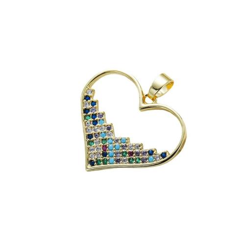 Cubic Zirconia Micro Pave Brass Pendant Heart real gold plated DIY & micro pave cubic zirconia Sold By PC