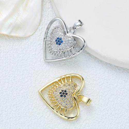 Cubic Zirconia Micro Pave Brass Pendant Heart plated DIY & micro pave cubic zirconia Sold By PC