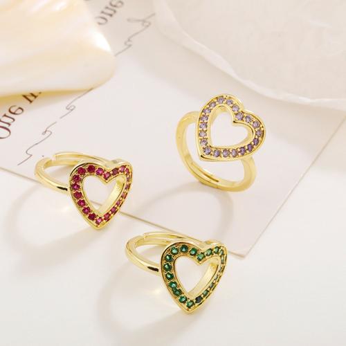 Cubic Zirconia Micro Pave Brass Ring Heart plated micro pave cubic zirconia & for woman Sold By PC