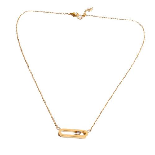 Collier d'acier titane, Placage, pavé de micro zircon & pour femme, doré, Vendu par PC