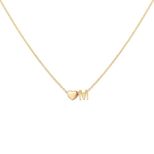 Collier d'acier titane, Placage, lettres sont de A à Z & styles différents pour le choix & pour femme, doré, Longueur Environ 51-60 cm, Vendu par PC