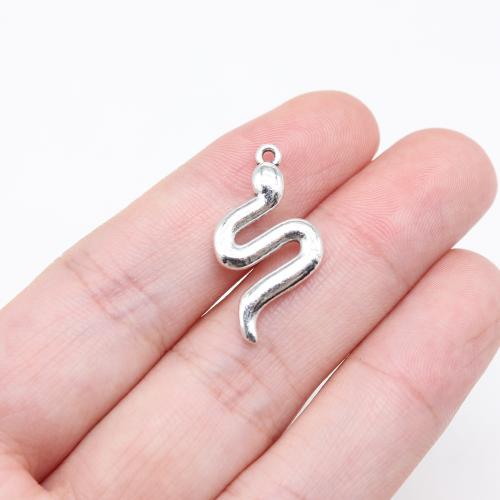 Cink ötvözet Animal Medálok, Kígyó, antik ezüst színű bevonattal, DIY, 24x13mm, Által értékesített PC