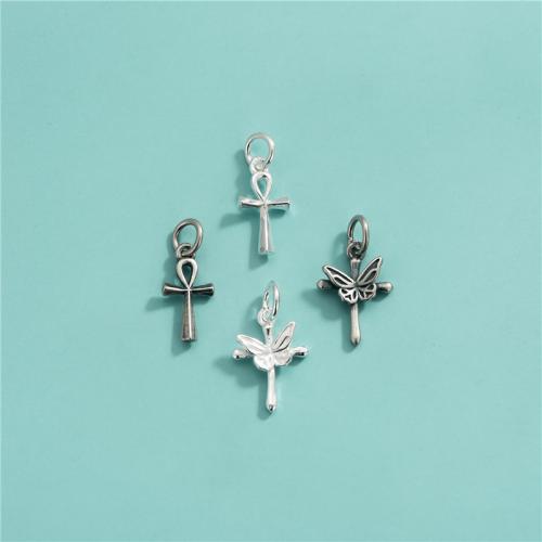 925 Sterling Silver hänge, Cross, DIY & olika stilar för val, Hål:Ca 3.8mm, Säljs av PC