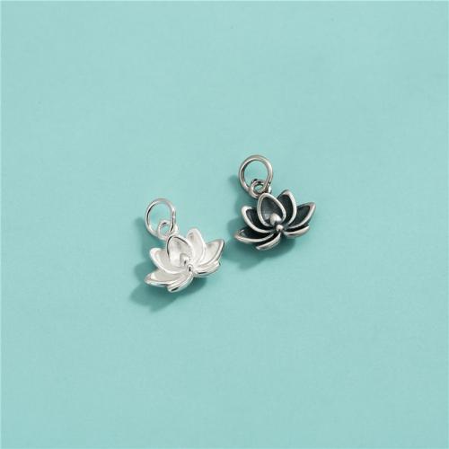 925 Sterling zilveren hanger, Lotus, DIY, meer kleuren voor de keuze, 11.60x9.80mm, Gat:Ca 3.7mm, Verkocht door PC