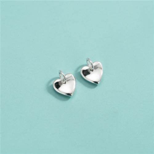 925 Sterling Sølv vedhæng, Heart, du kan DIY, 8.10x7.80mm, Hole:Ca. 3.2mm, Solgt af PC