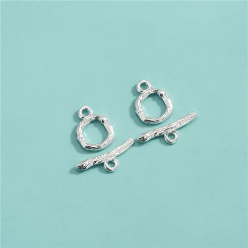 Sterling Silver Toggle Clasp, 925 de prata esterlina, DIY, O shape length 11mm. T shape length 19.6mm, Buraco:Aprox 1.8mm, vendido por Defina