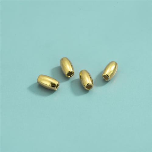 Gioielli Spacer Beads, 925 sterline d'argento, olivastro, placcato color oro, DIY, 3x5.60mm, Foro:Appross. 1.1mm, Venduto da PC