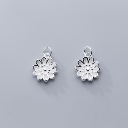 925 Sterling Silver siogairlín, Daisy, DIY, dathanna níos mó le haghaidh rogha, 15x13x3mm, Díolta De réir PC