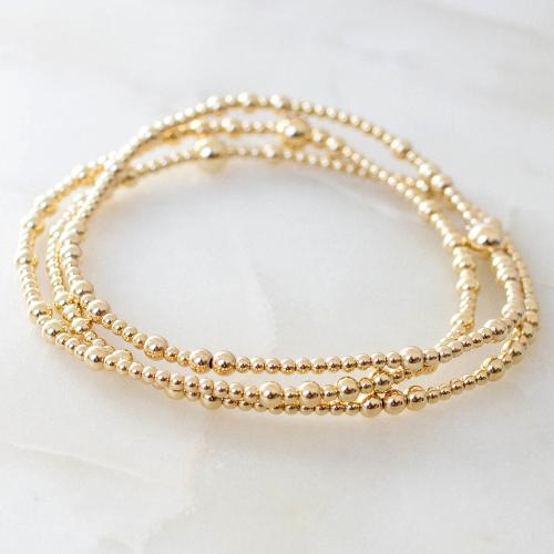 Pulseiras de latão, cobre, três peças & joias de moda & para mulher, dourado, comprimento Aprox 16.5 cm, vendido por Defina