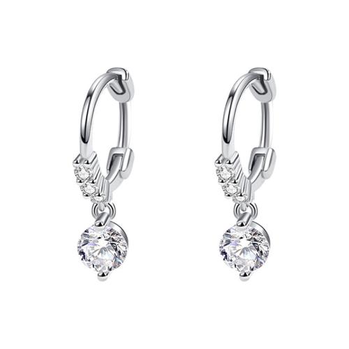 Cubic Zirconia micro pavimenta Sterling Silver Earring, 925 sterline d'argento, gioielli di moda & Micro spianare cubic zirconia & per la donna, 4x17mm, Venduto da coppia