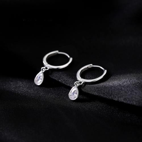 Cubic Zirconia Micro άνοιγαν Sterling Silver Σκουλαρίκι, 925 ασημένιο ασήμι, κοσμήματα μόδας & μικρο ανοίξει κυβικά ζιρκονία & για τη γυναίκα, 12x20mm, Sold Με Ζεύγος