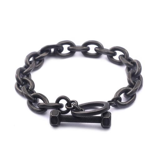 Roestvrij staal armbanden, 316L roestvrij staal, mode sieraden & voor de mens, zwart, Lengte Ca 19 cm, Verkocht door PC