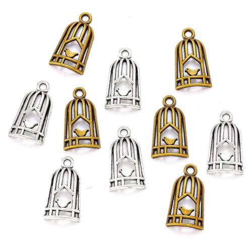 Sinc Alloy Pendants, Cage, plátáilte, DIY, dathanna níos mó le haghaidh rogha, 26x14mm, 100ríomhairí pearsanta/Mála, Díolta De réir Mála