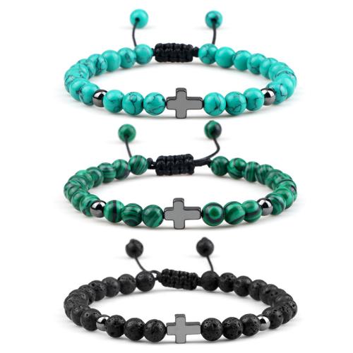 Gemstone Bracelets with Wax Cord & Hematite handmade fashion jewelry & for man Length Approx 17-27 cm Sold By PC